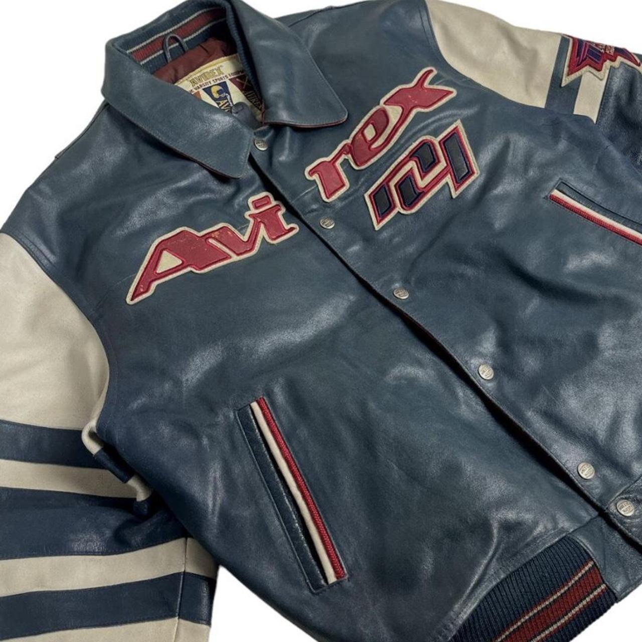 Avirex Varsity Leather Jacket Size L All Stars... - Depop
