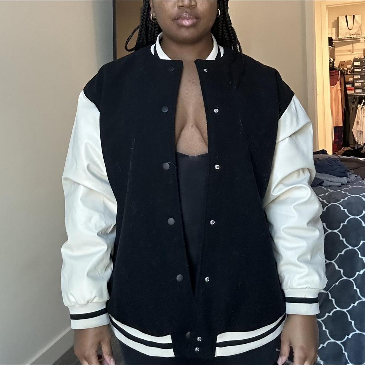 Black and White H&M Varsity Jacket “Large jacket... Depop