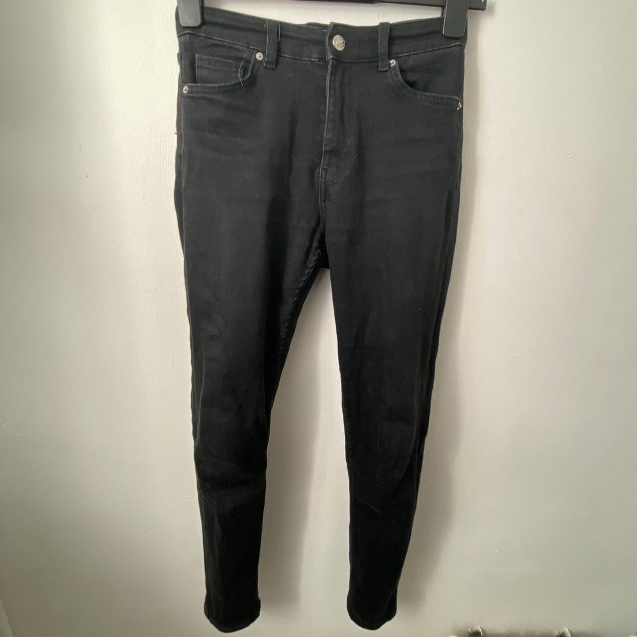 Black high waist skinny denim jeans Bershka Fits 28”... - Depop