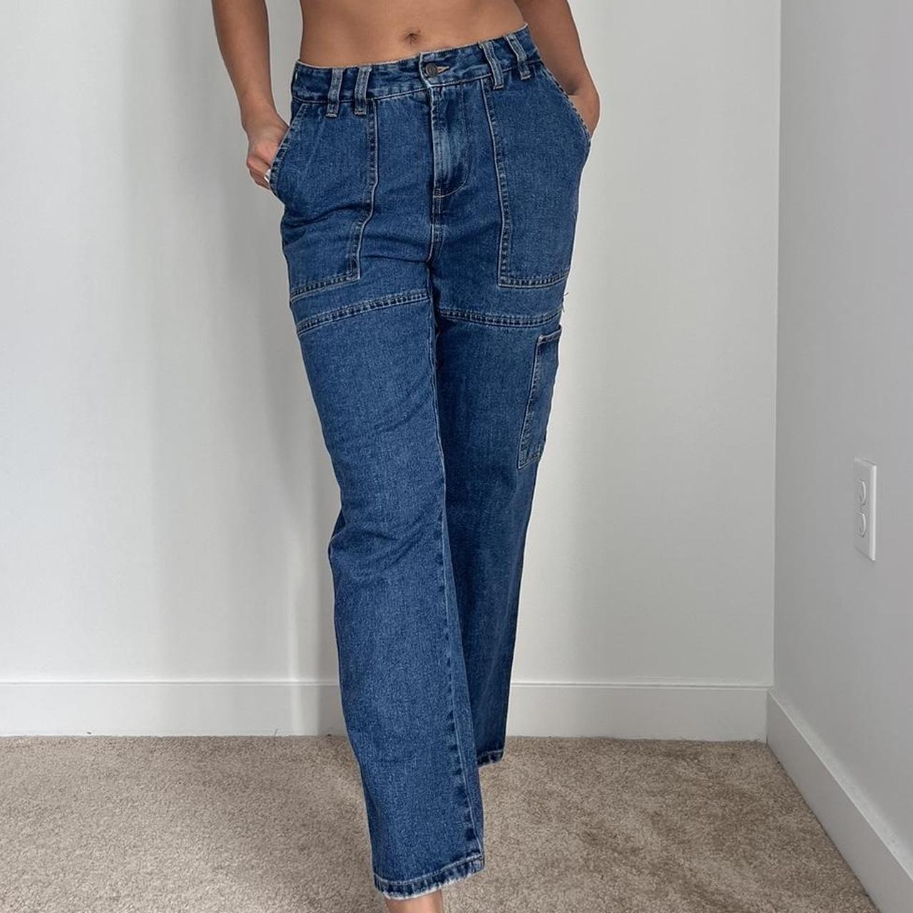 Y2K Cargo Jeans, All cotton high waisted jeans with...