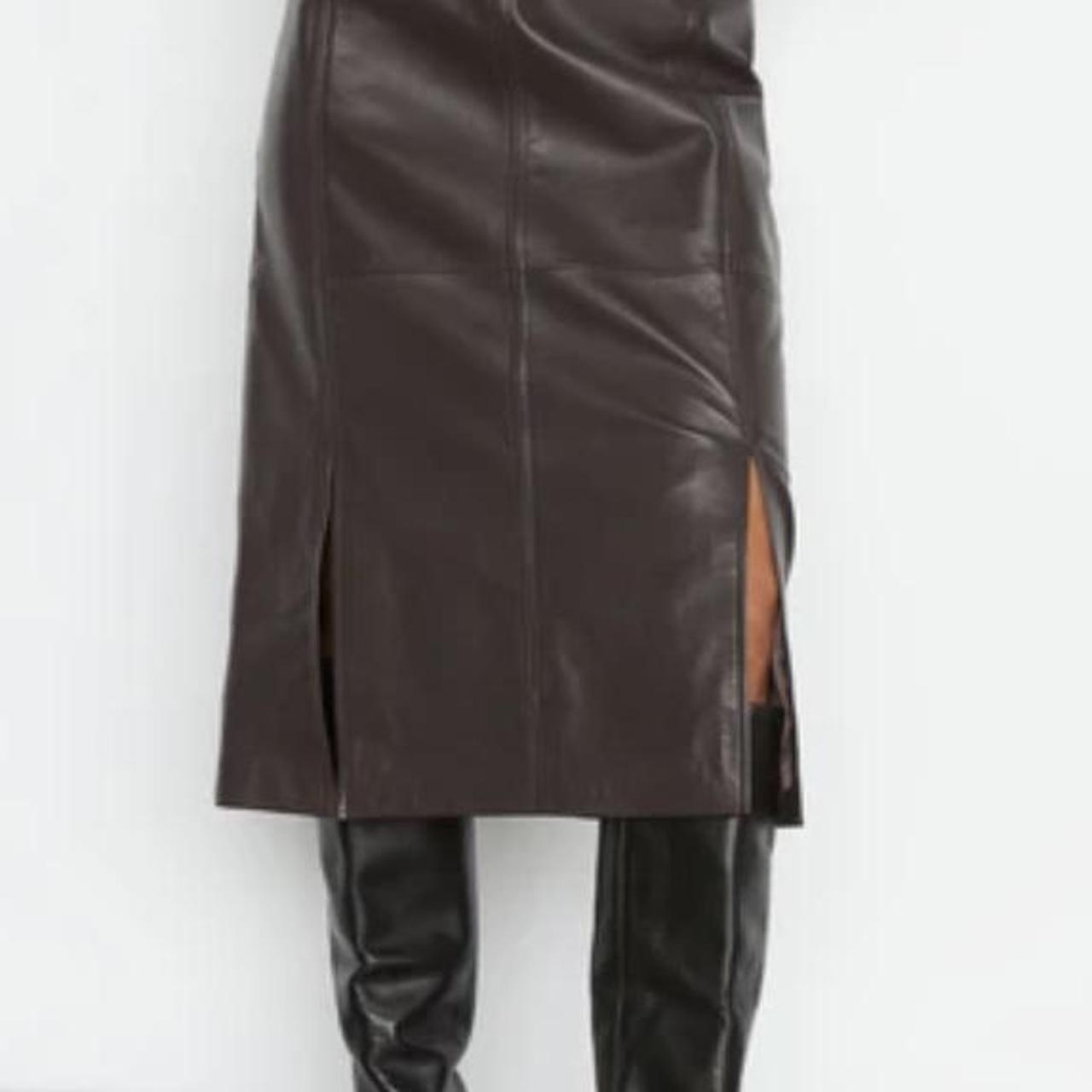 Stunning Jigsaw Leather Skirt Chocolate Brown Midi