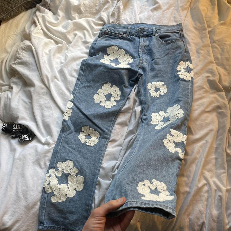 Denim Tears- embroidered jeans sizes: x1 32  - Depop