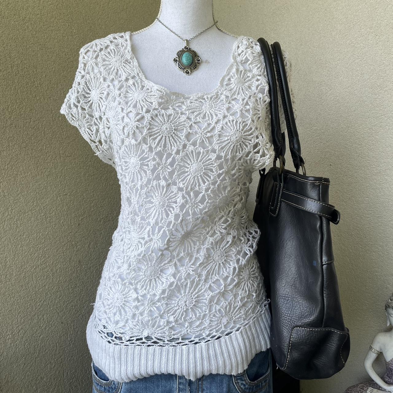 Women's Top - White - S – White crochet top Size … - image 1