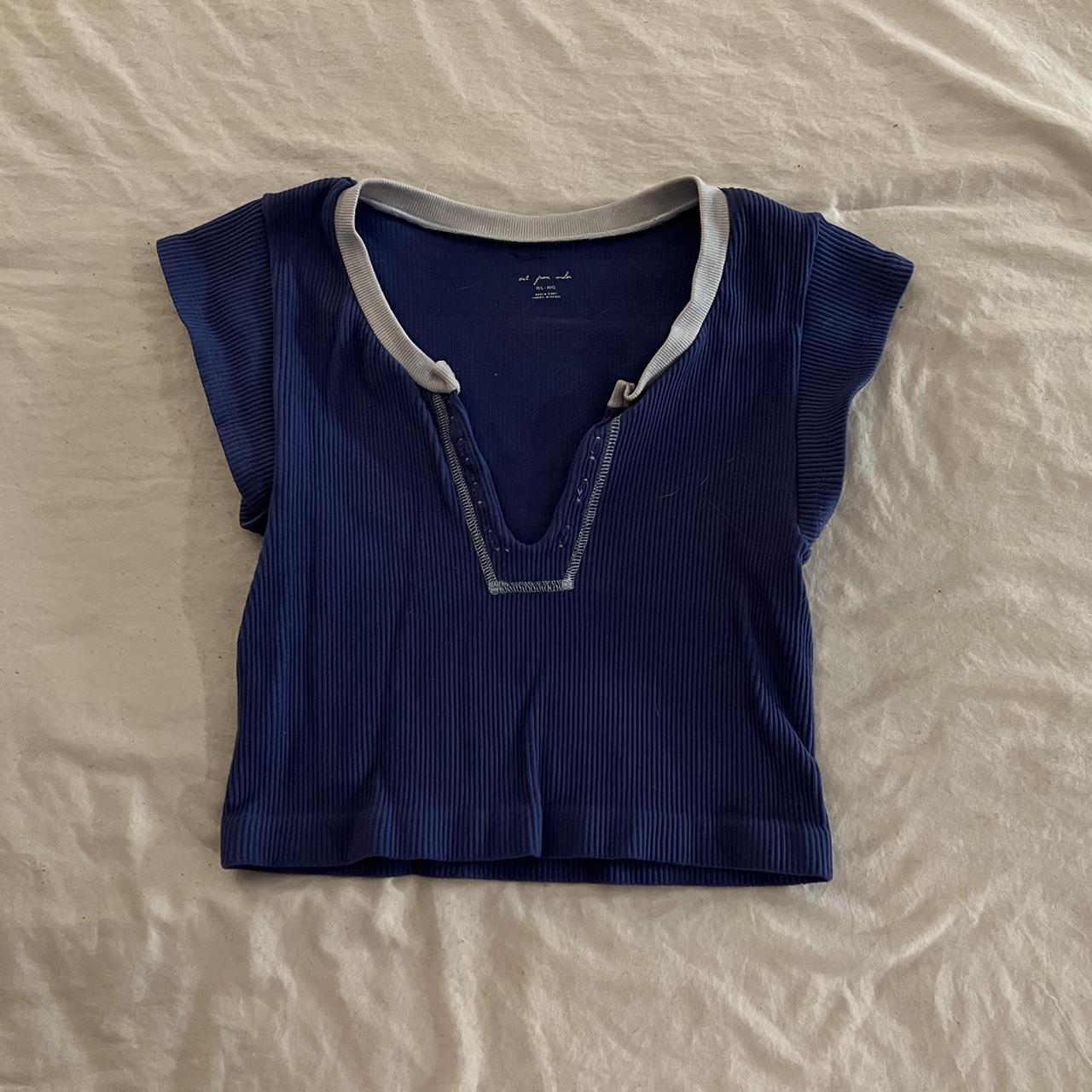 blue low v crop top | urban outfitters size M/L - Depop