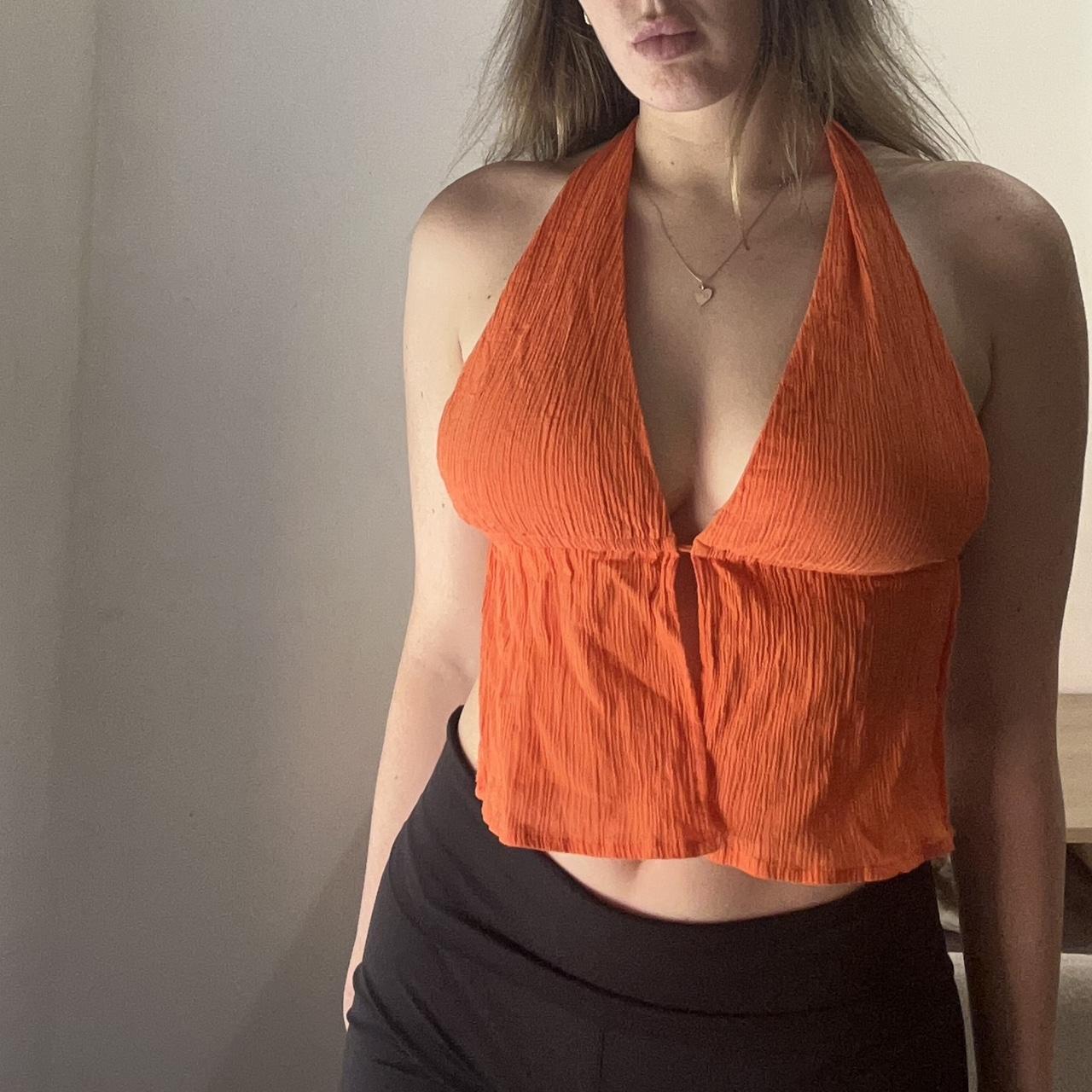 Bright Orange Top Can Be Worn With As Much Or As Depop