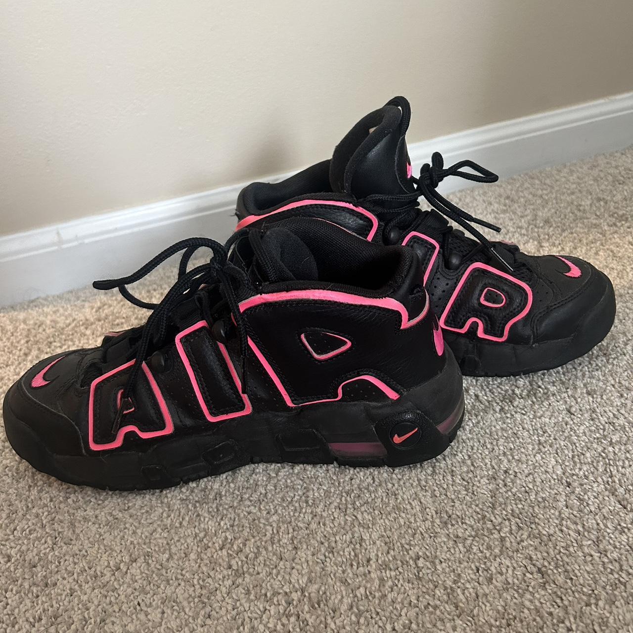 super cute pink and black Nike uptempos 🩷 these... - Depop