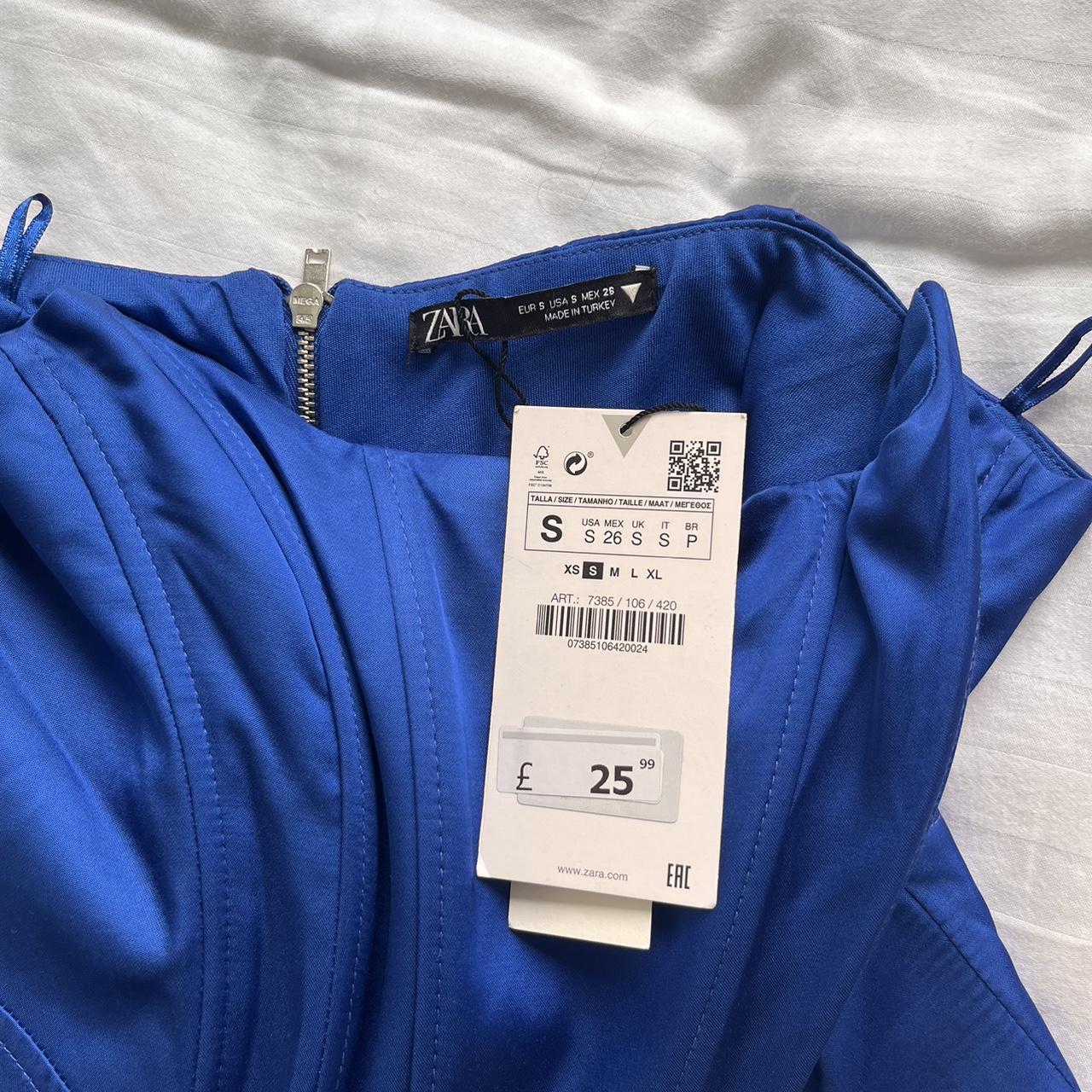 Zara blue satin corset Brand new with tag Size - Depop