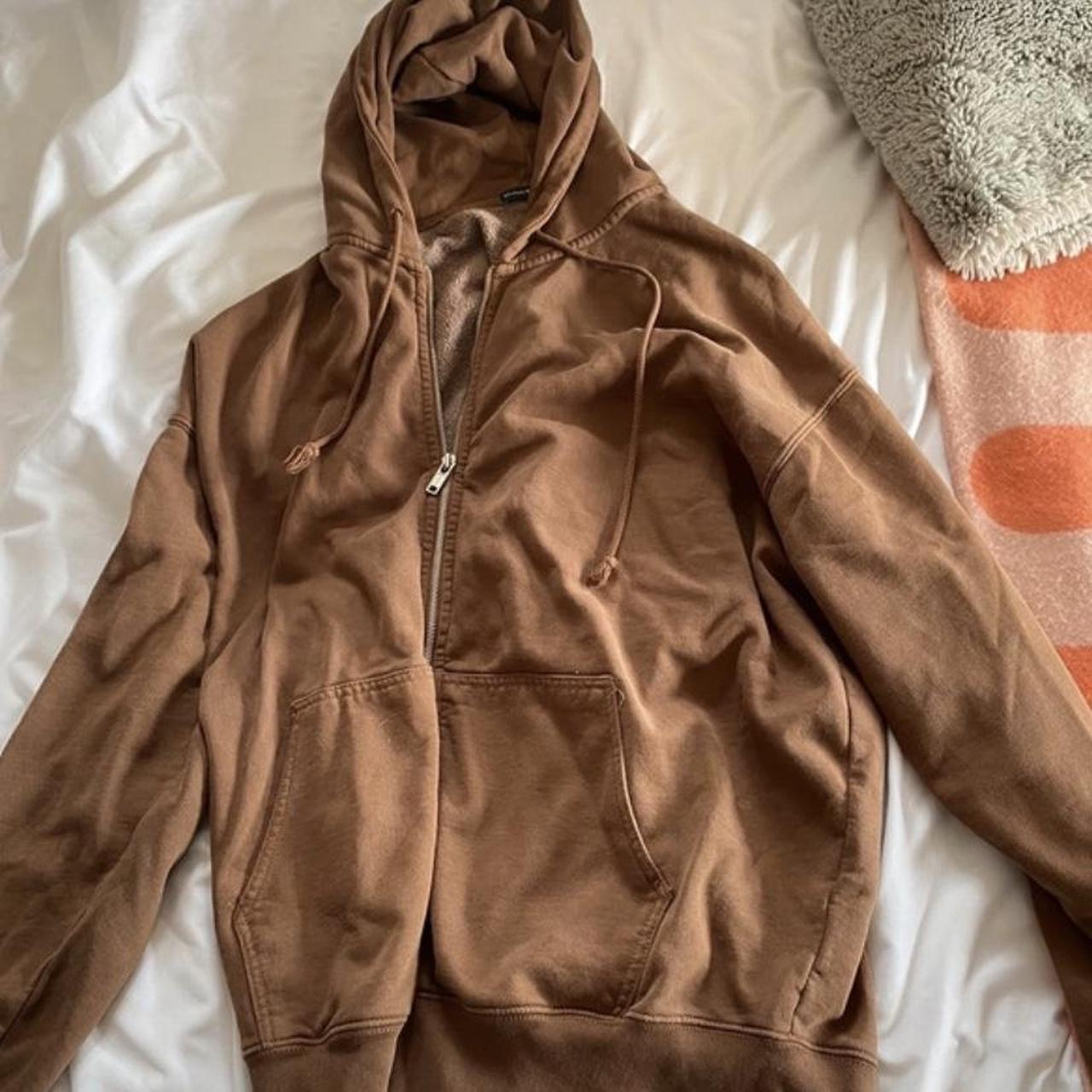 Brown brandy Melville zip up - Depop