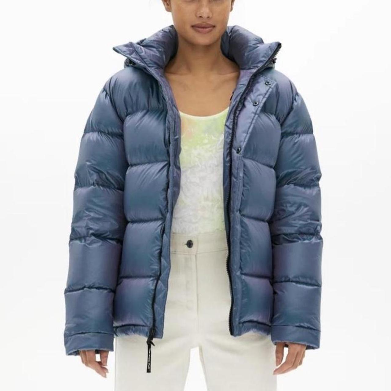 Aritzia Women's Blue and Navy Coat Depop