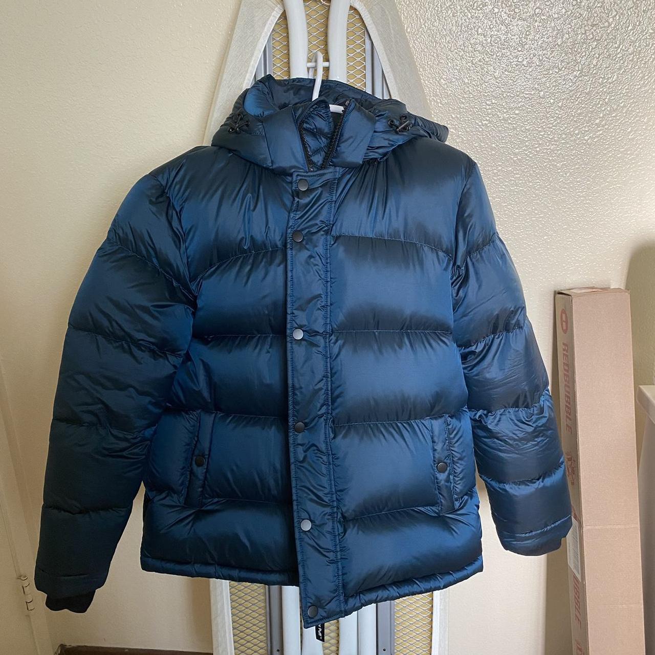 Aritzia Women's Blue and Navy Coat Depop