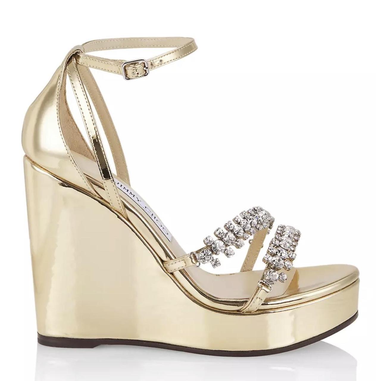 Jimmy Choo Leather Colorblock Pattern Sandals - Gold Sandals, Shoes -  JIM382952 | The RealReal