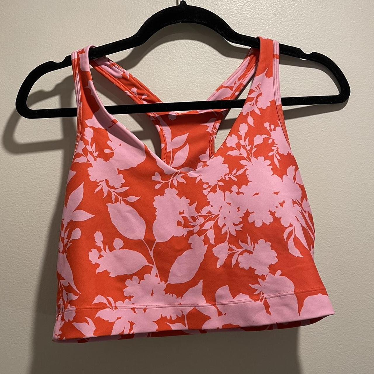 the cutest pink and red floral sports bra! such a... - Depop