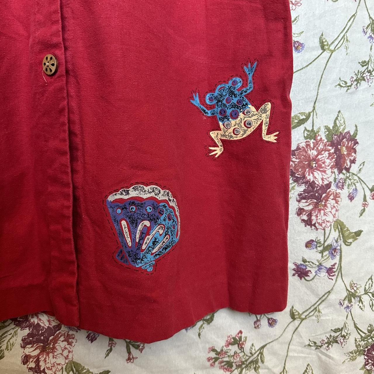 Vintage Sag Harbor Red Denim Long Maxi Dress Bug and... - Depop