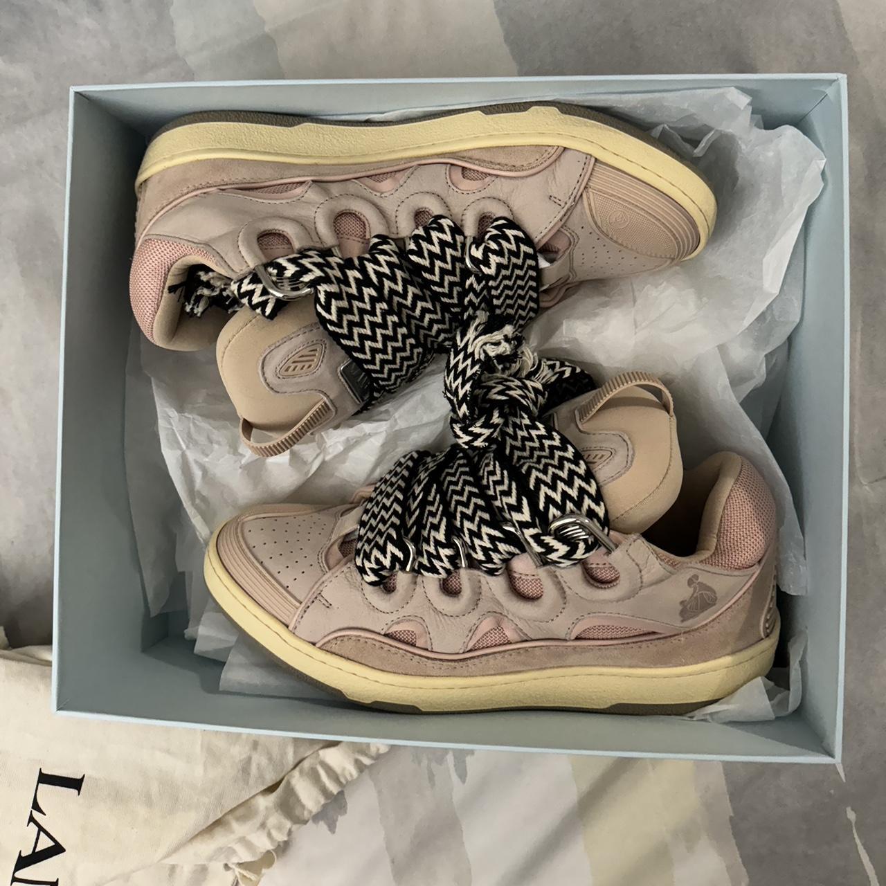 Lanvin Leather Curb Sneaker Pink Size 11 (44)... - Depop