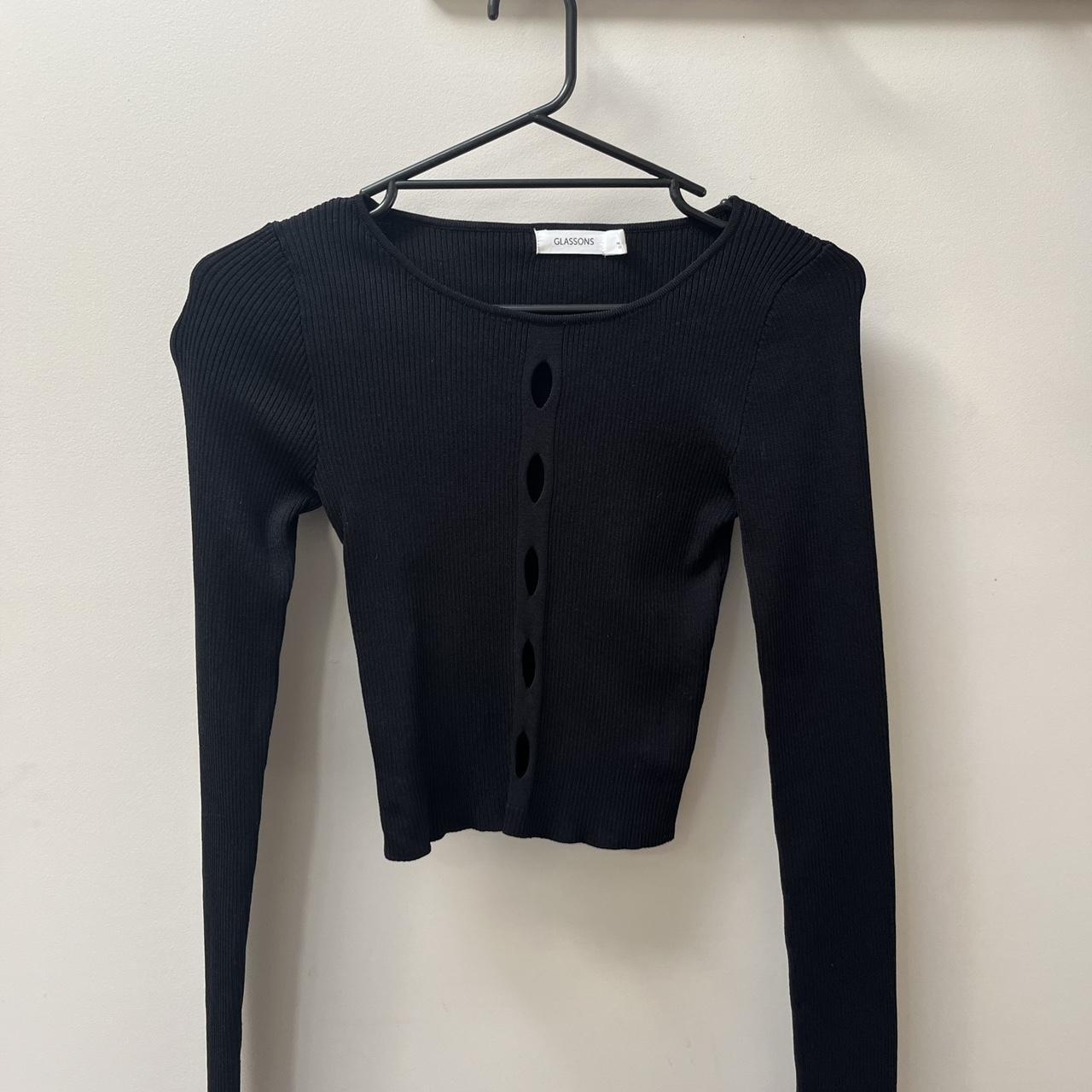 Glassons black long sleeve crop top size... Depop