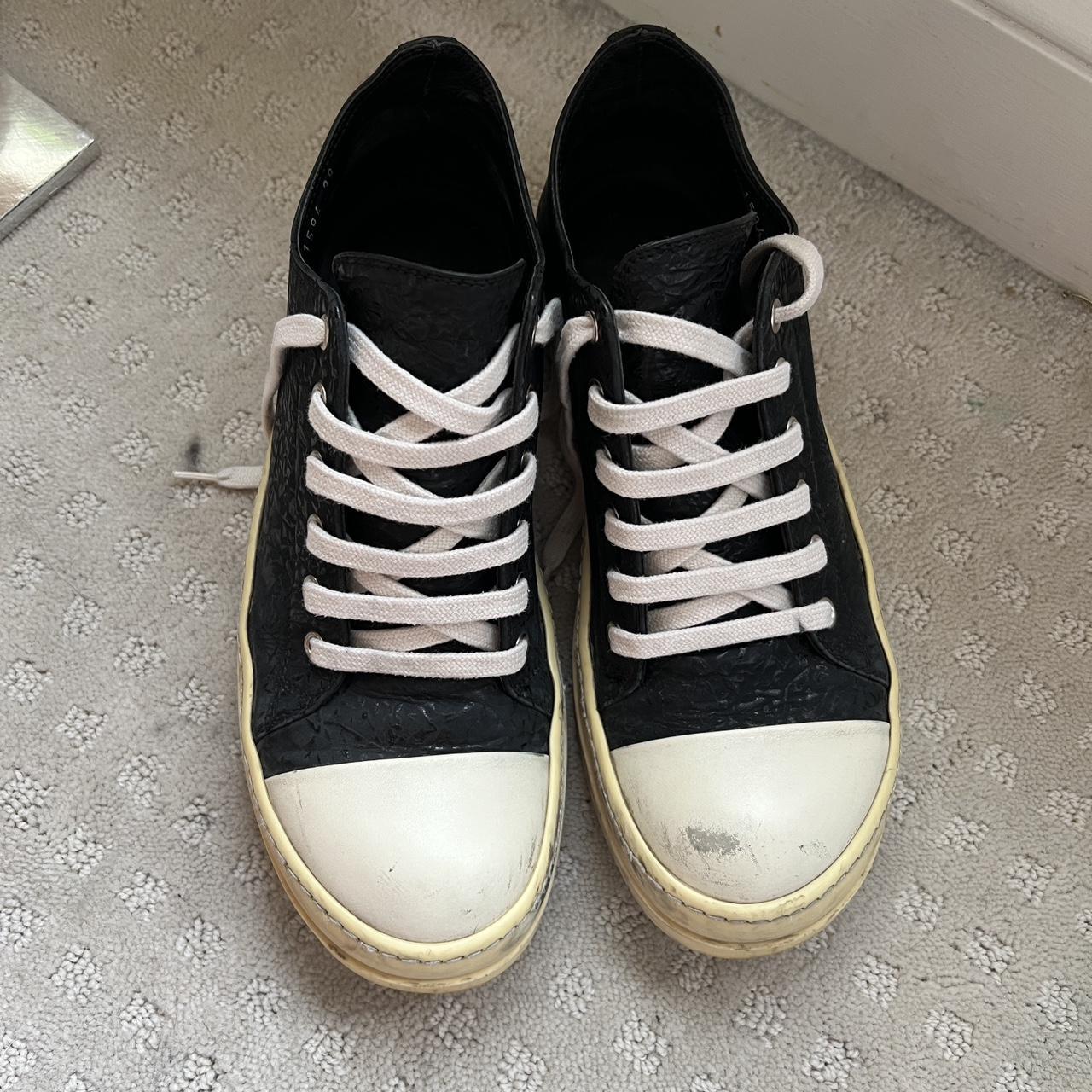 my very used rick owens low top ramones mainline... - Depop