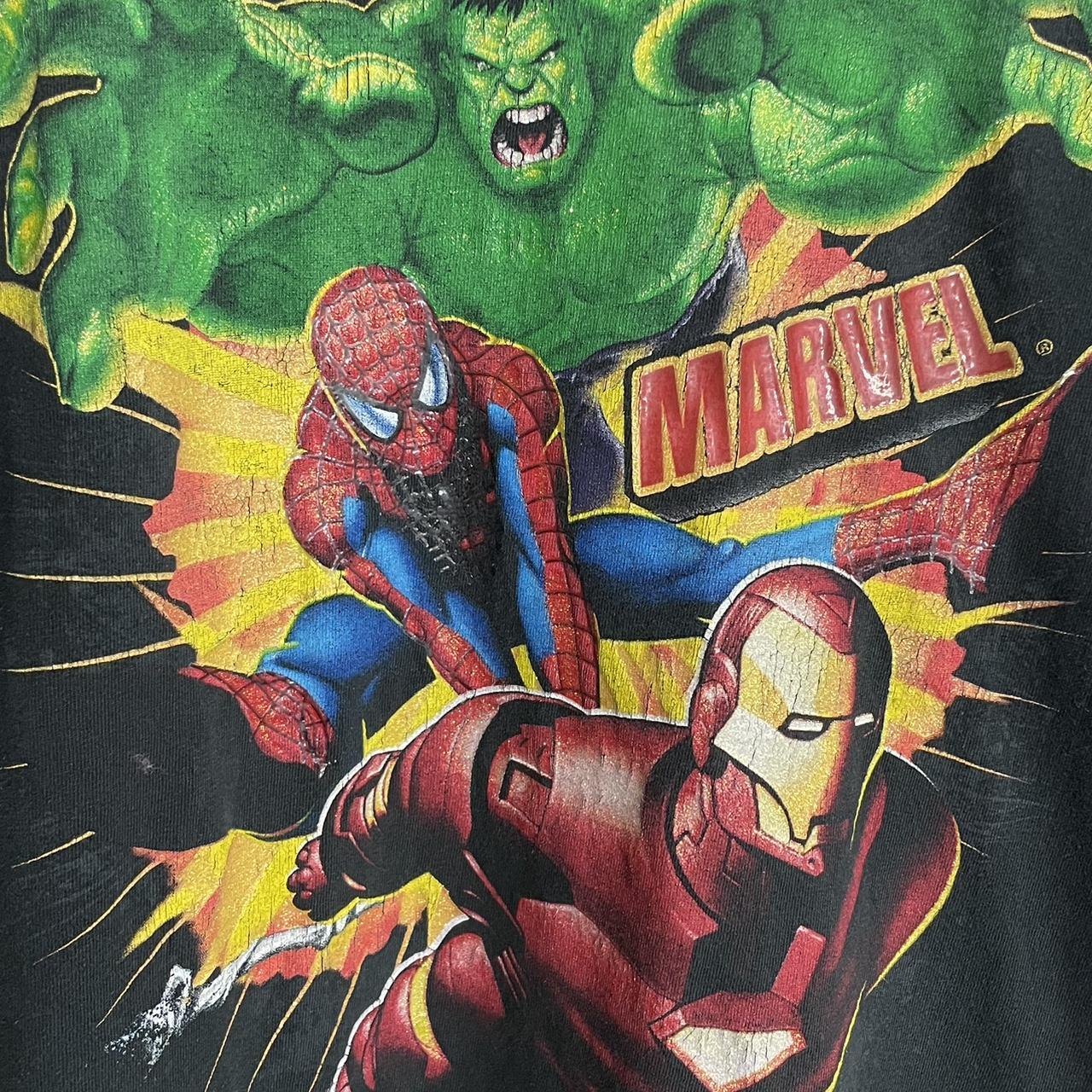 Vintage 2000s Spiderman, Hulk and Iron Man T-shirt.... - Depop