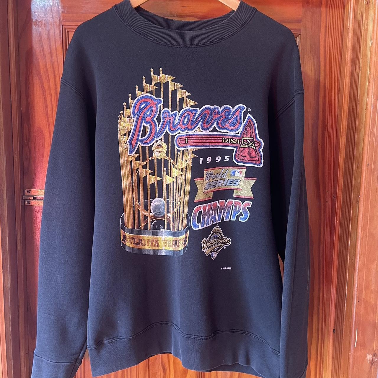 Vintage 1995 Atlanta Braves World Series Sweatshirt - Depop