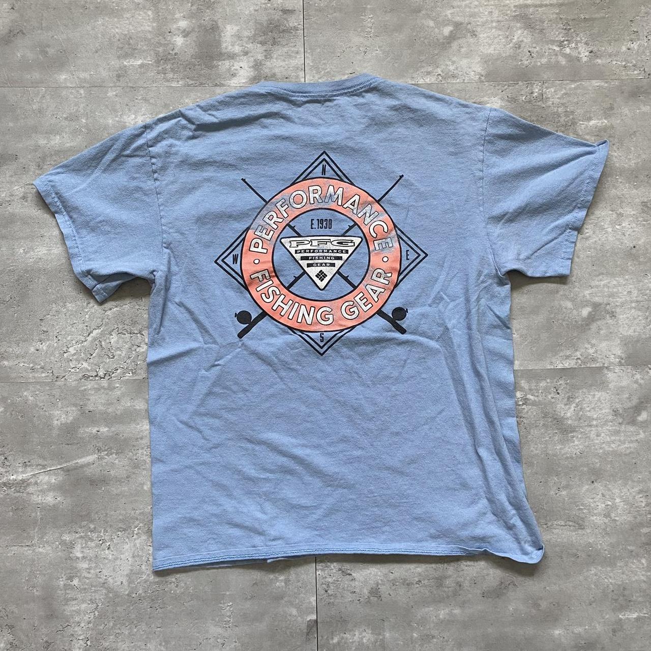 Columbia Fishing Gear Tee Shirt Blue Labelled Size: - Depop