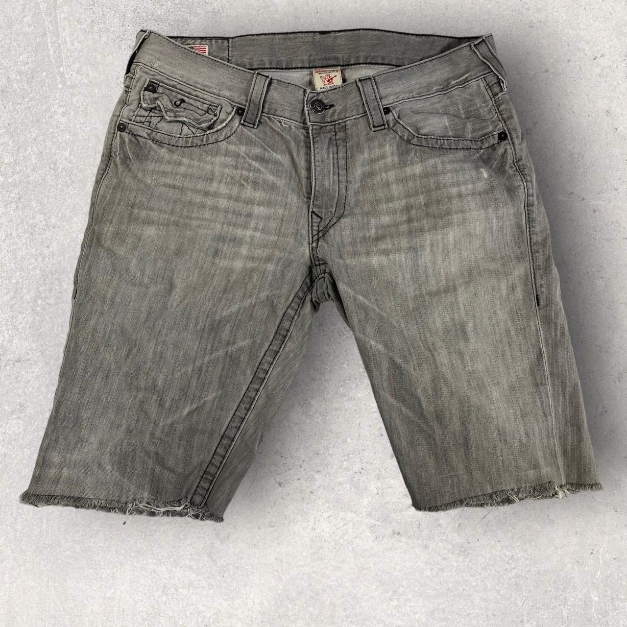 True Religion Grey Jean Shorts Labelled Size... Depop