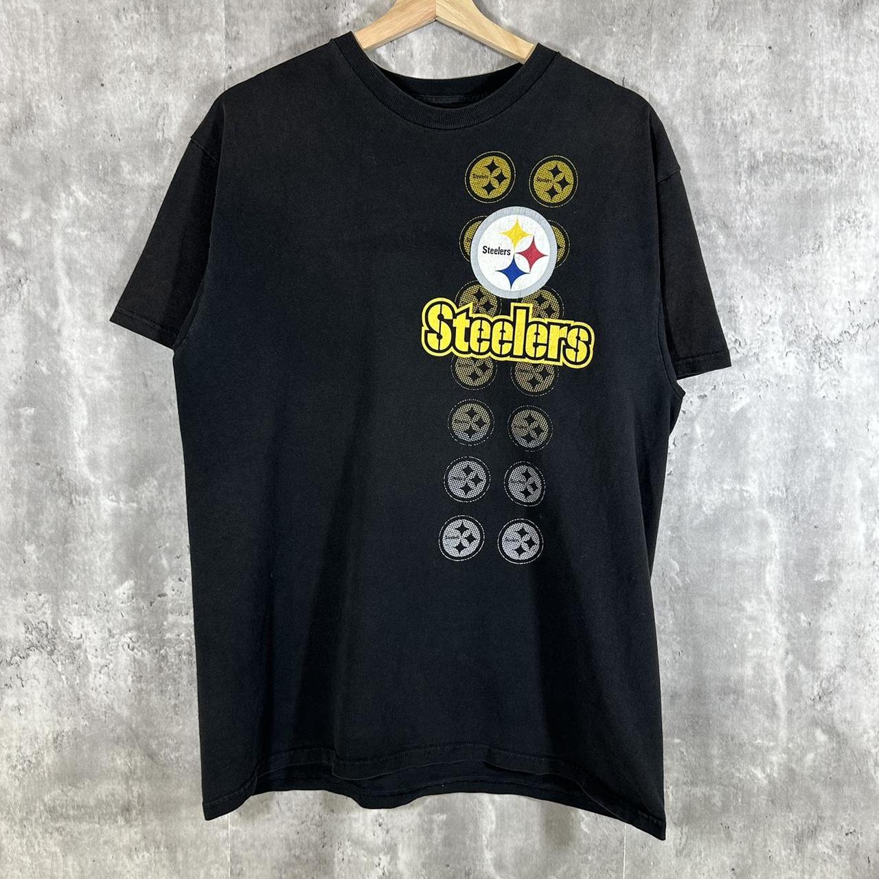 Steelers NFL Black Tee Shirt *hole under... - Depop