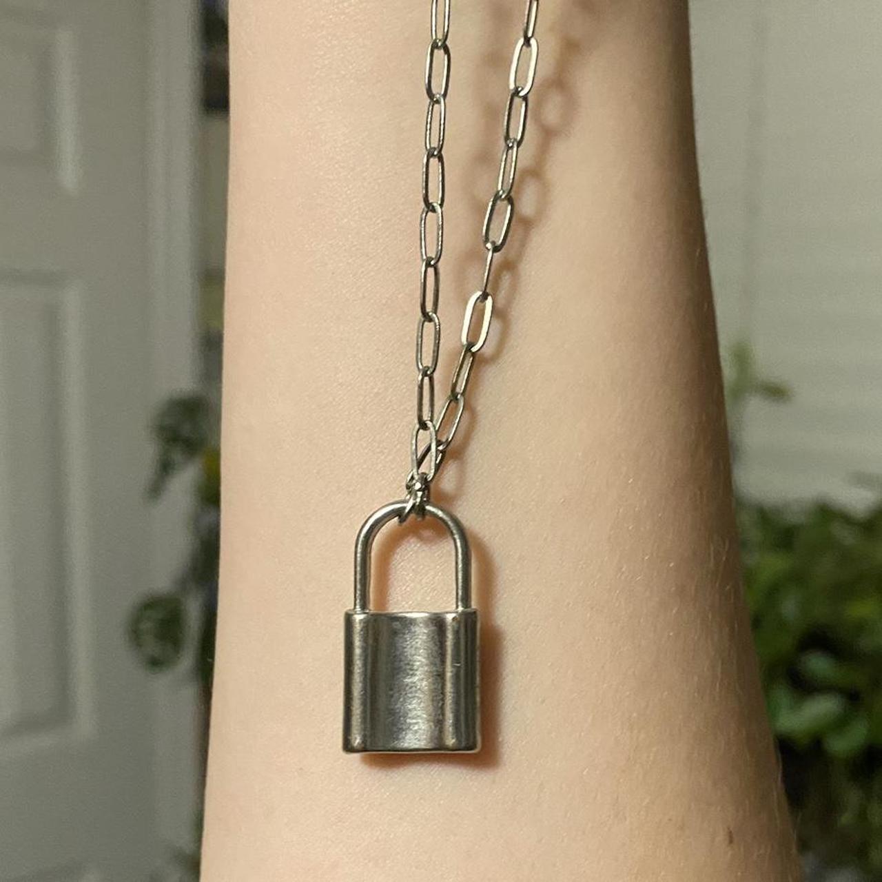 Grunge Silver Padlock Necklace 