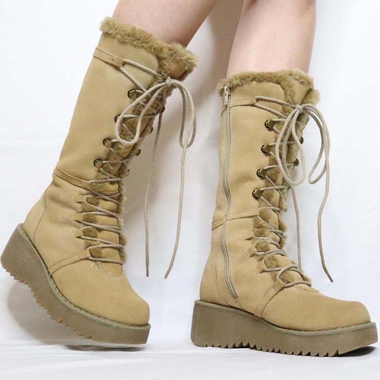 rhona platform boots in tan