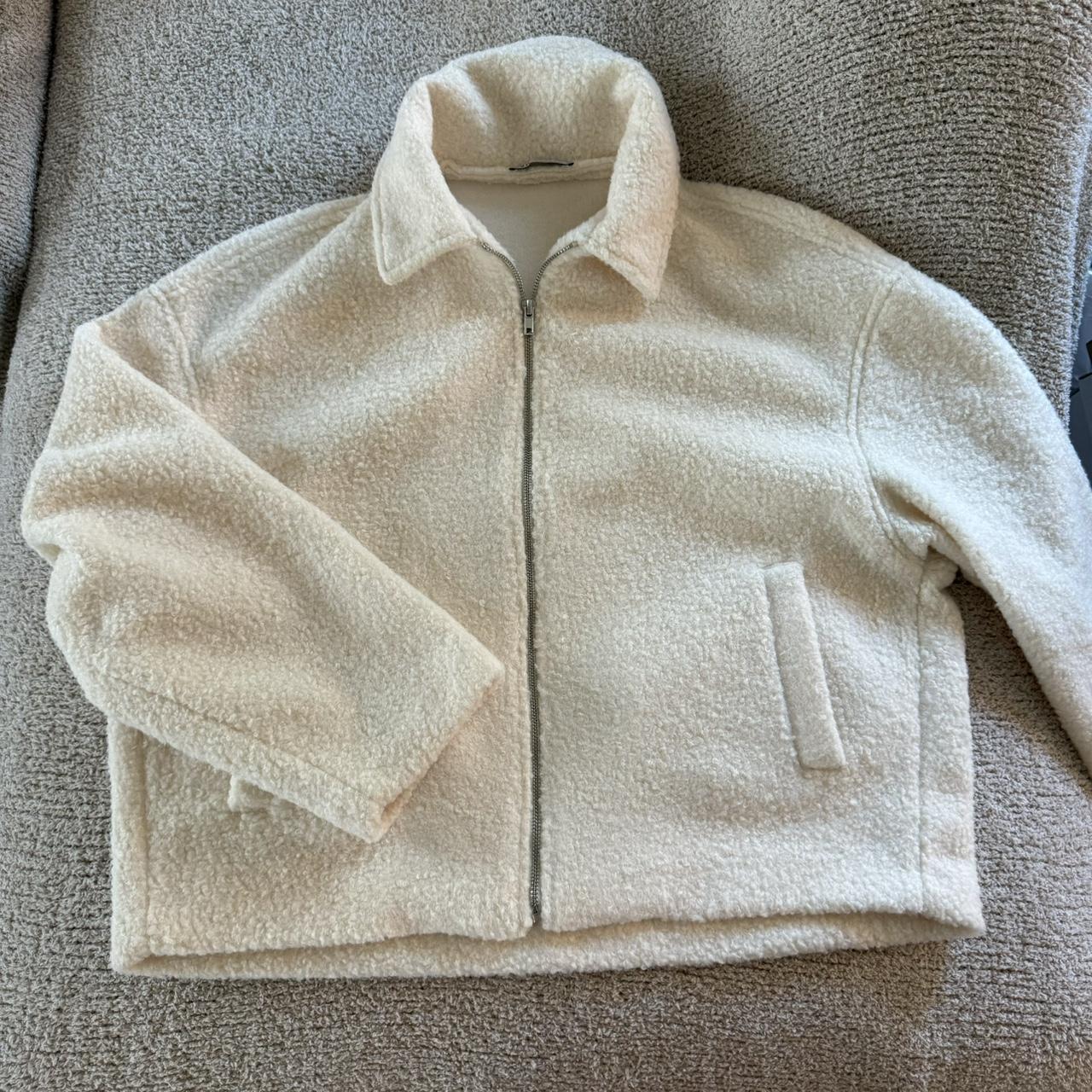 Zara Beige Boucle Coat Wool Blend Oversized Coat Zara