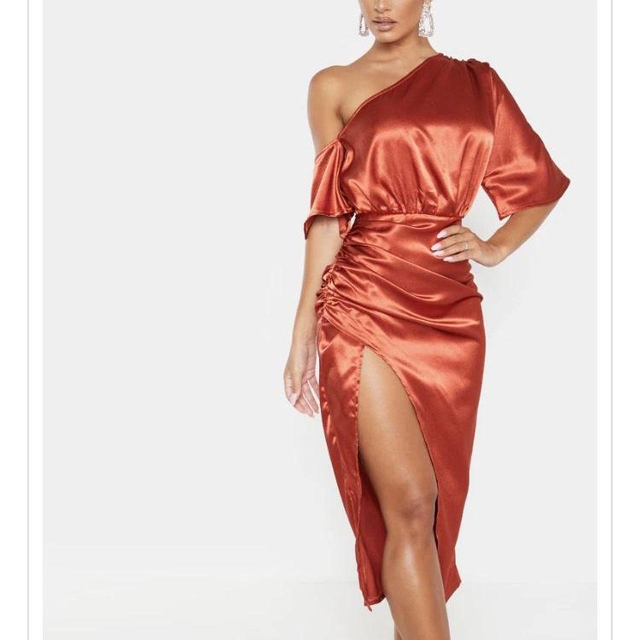 Red satin shops dress pretty little thing