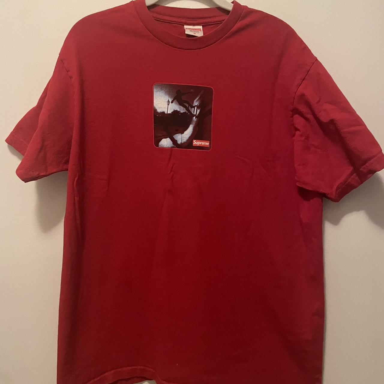 sick red and black supreme skater logo graphic... - Depop