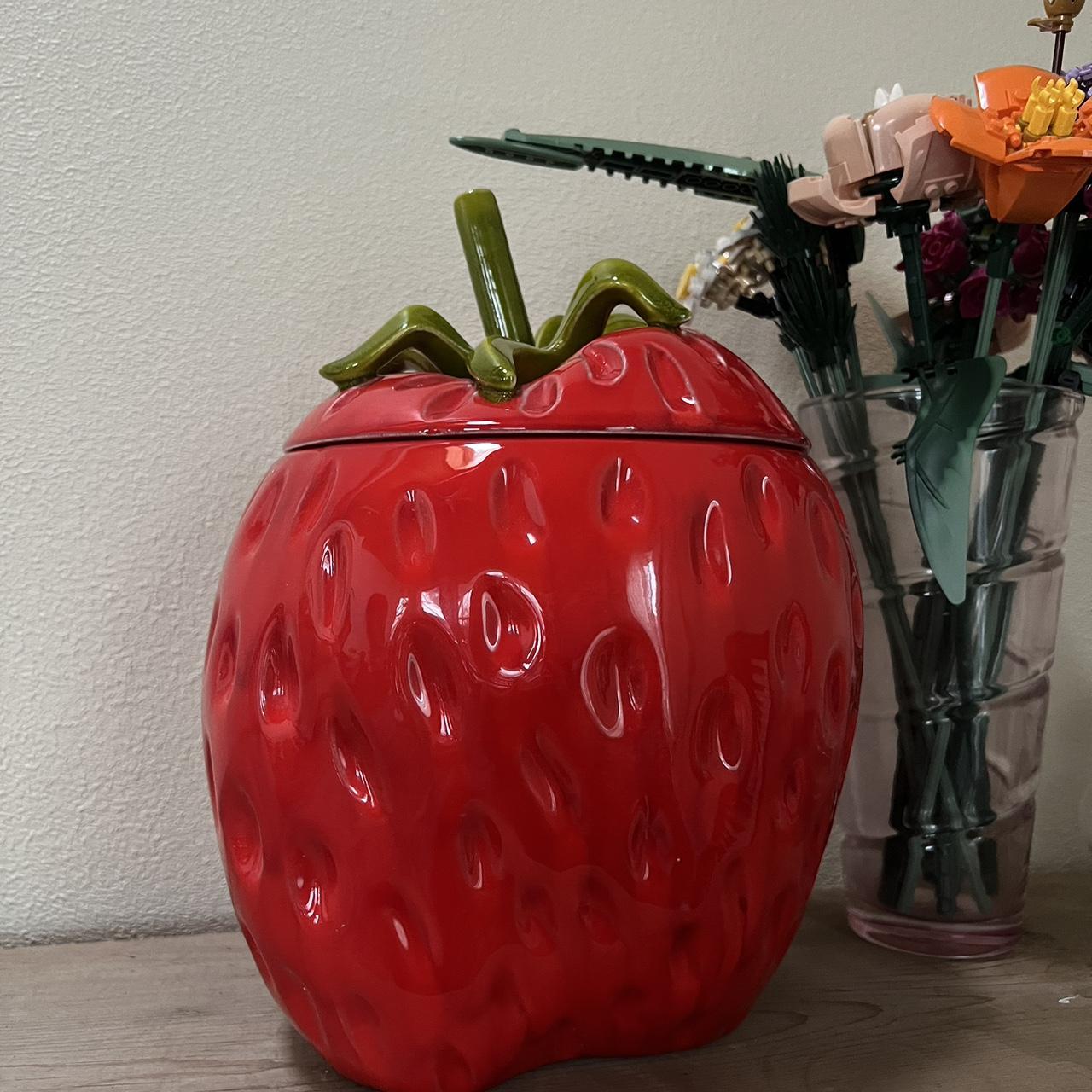 Strawberry ceramic jar 🍓 It's a big one! Shipping... - Depop