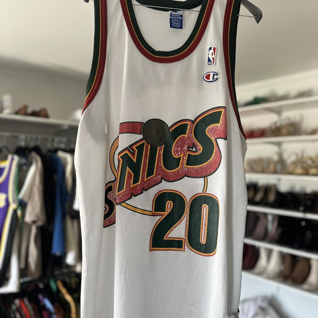 Vintage Champion Gary Payton factory Jersey Seattle SuperSonics NBA Size 44 Large Green