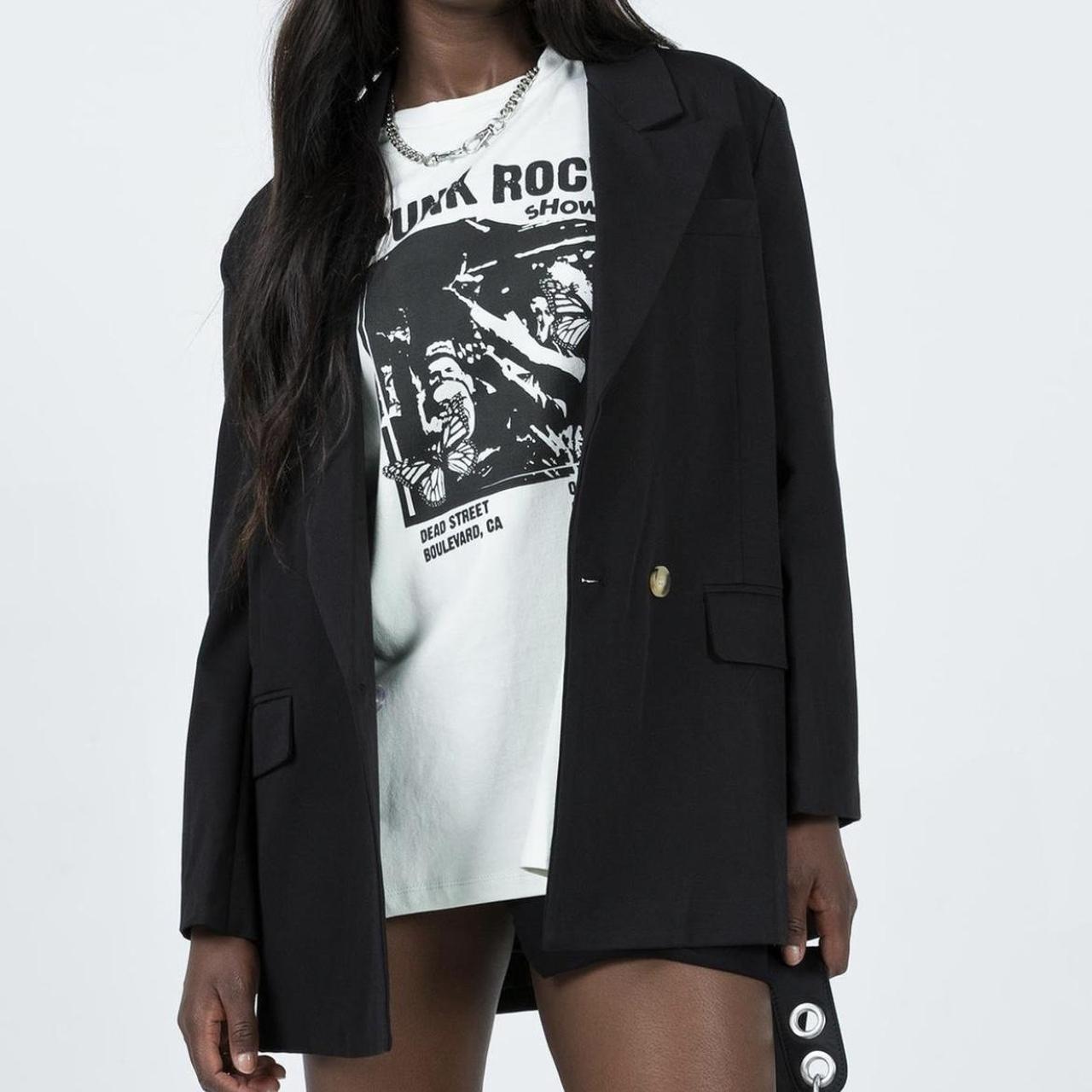 Princess Polly Women's Black Coat Depop