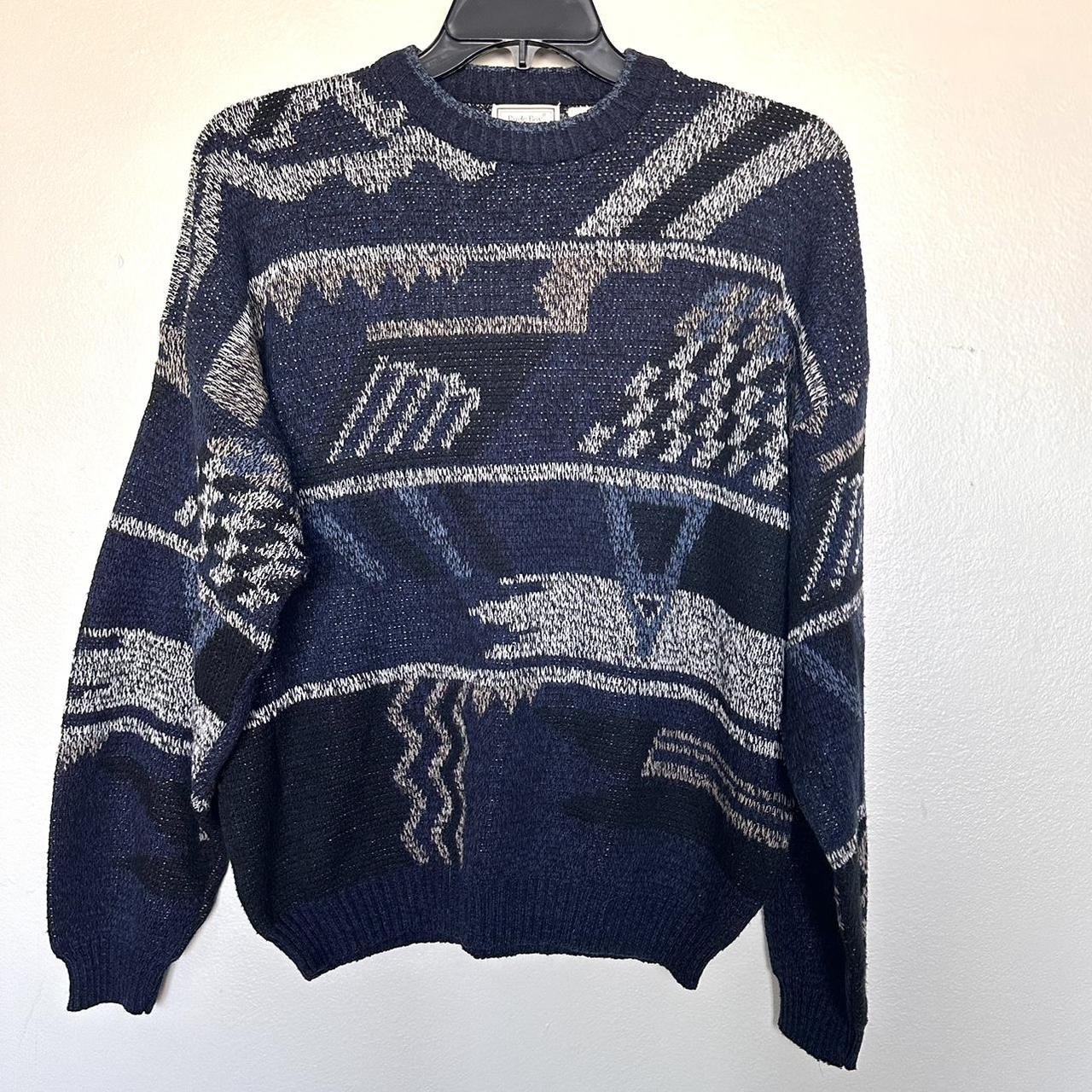 Bugle Boy Men's Navy and White Jumper | Depop