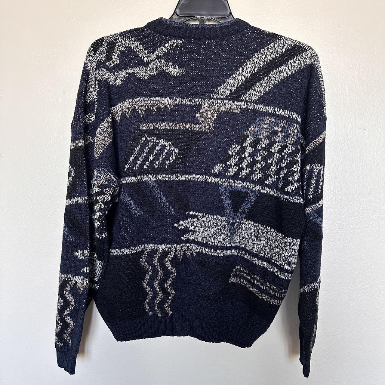 Bugle Boy Men's Navy and White Jumper | Depop