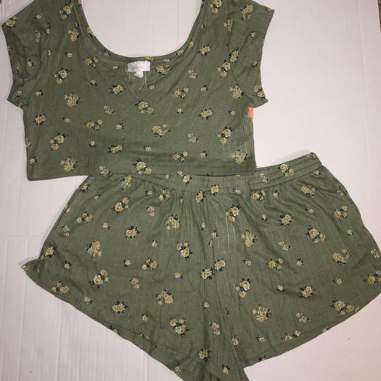 Green floral pajama set from Target’s brand... - Depop