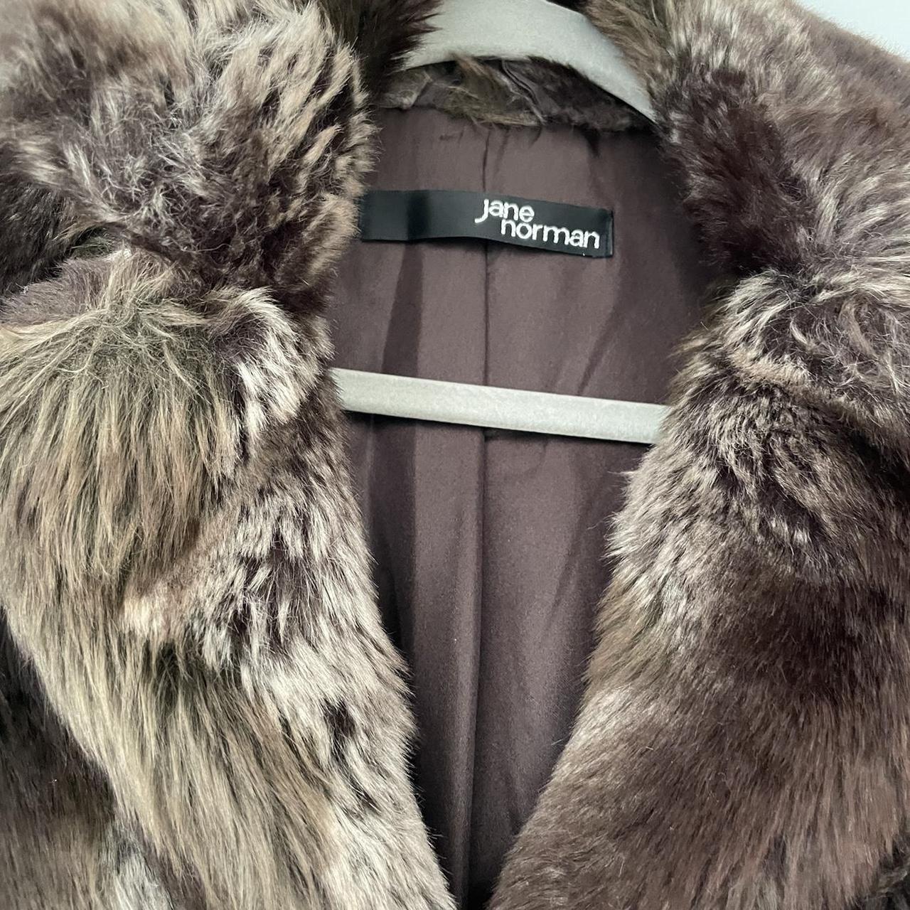 Jane Norman brown faux fur jacket Ultimate Y2K zip... - Depop