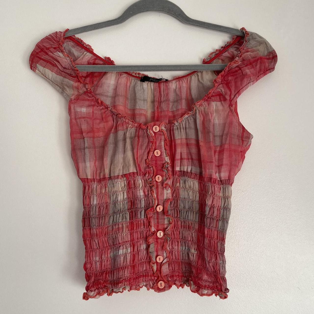 Jane Norman Red Milkmaid Top Y K S Red Plaid Depop