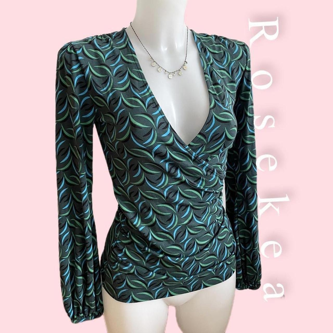 Green wrap top Boden fitted high quality long... - Depop