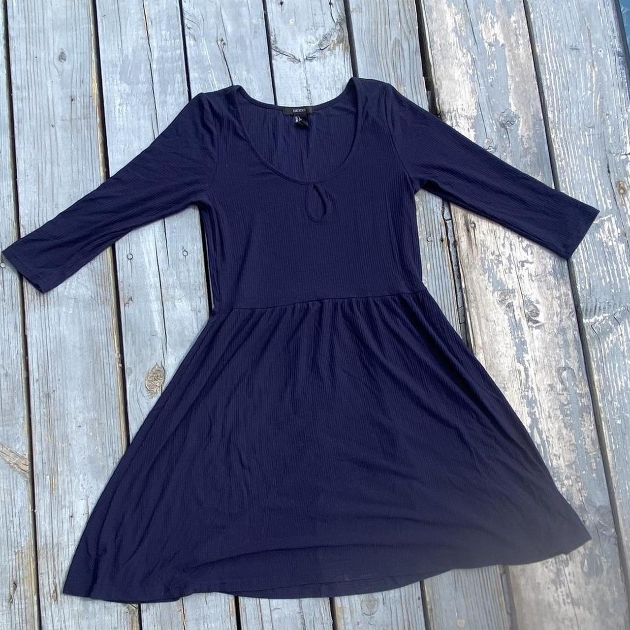 Forever21 long sleeve navy blue dress size L Depop