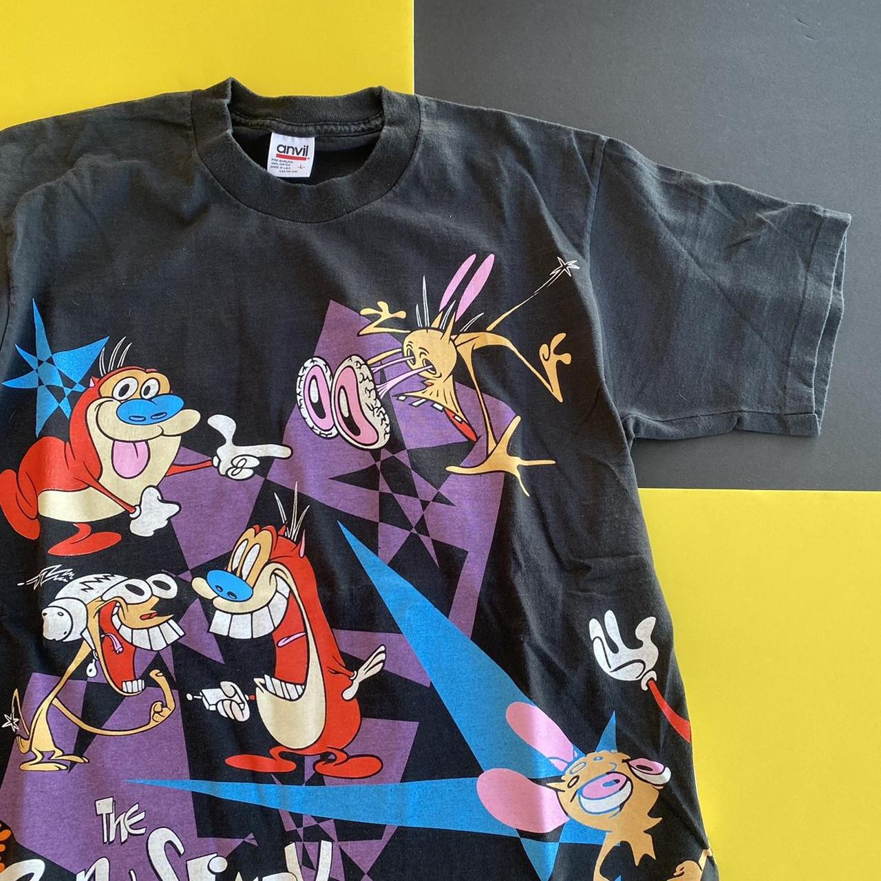 Vintage ren and stimpy show shirt all over print... - Depop