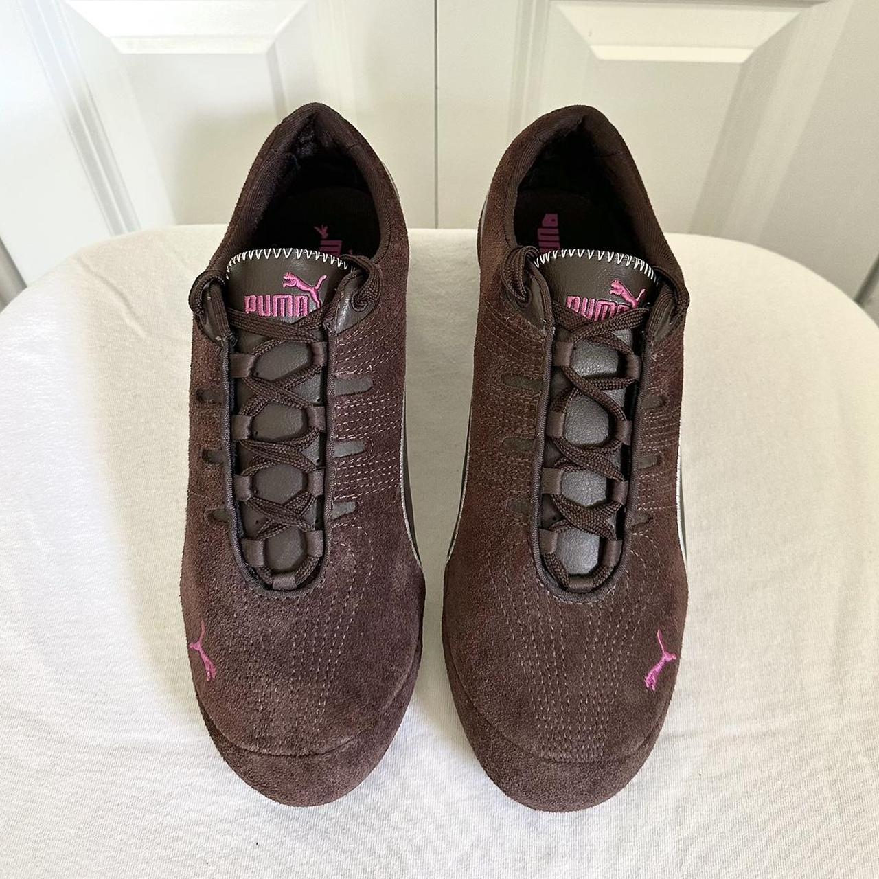Brown and pink puma shoes Clearance