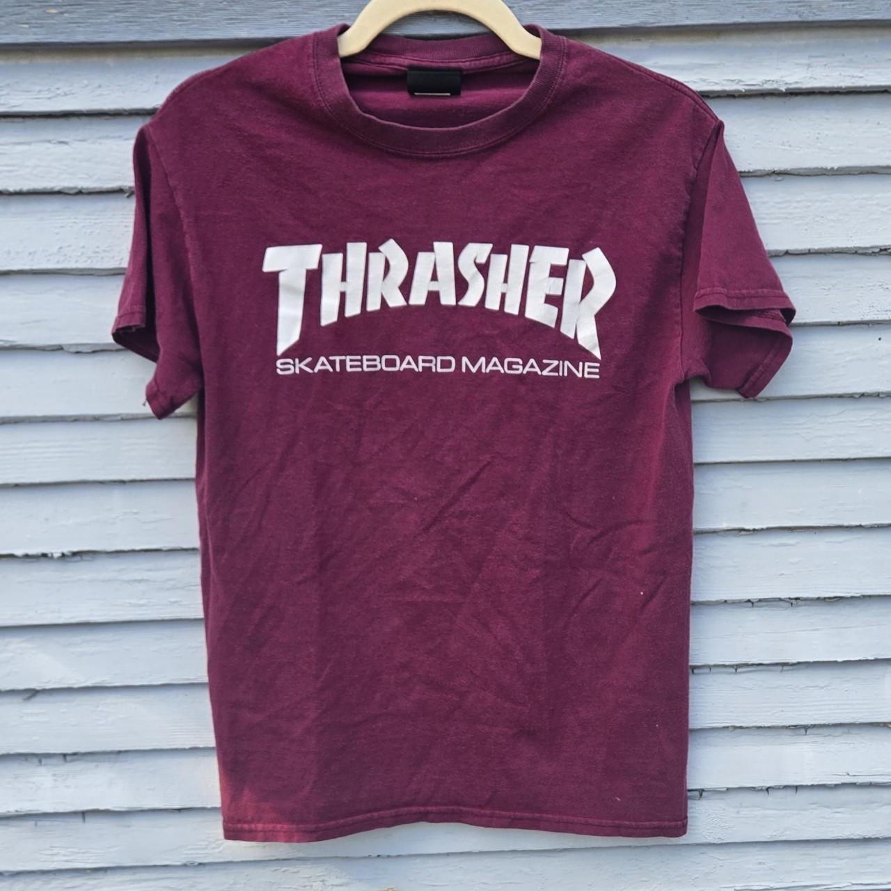 Maroon thrasher shirt womens best sale