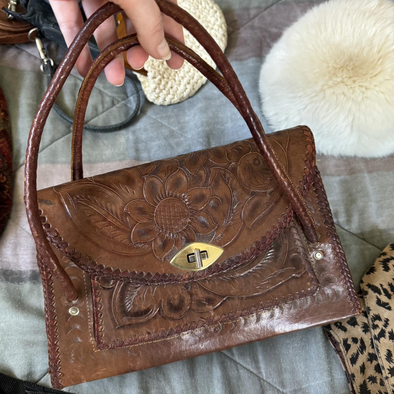vintage 70s tooled leather bag – 86 Vintage
