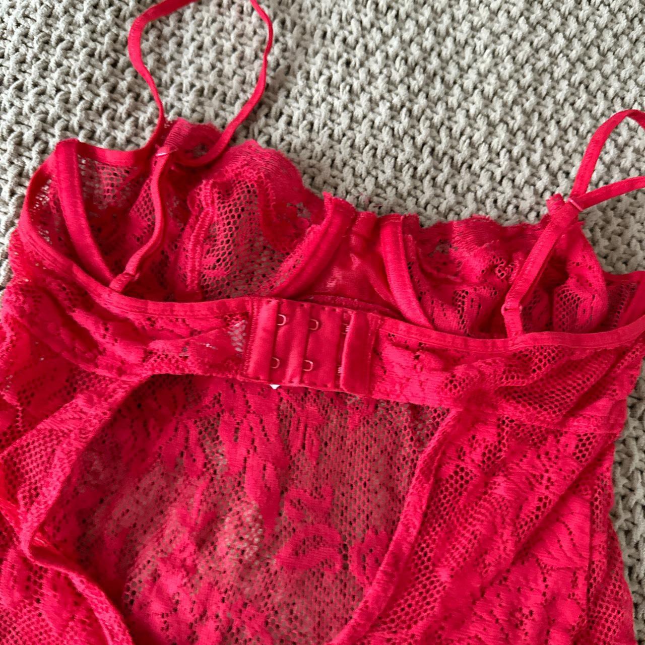 Victoria secret red lace top Little slit on one... - Depop