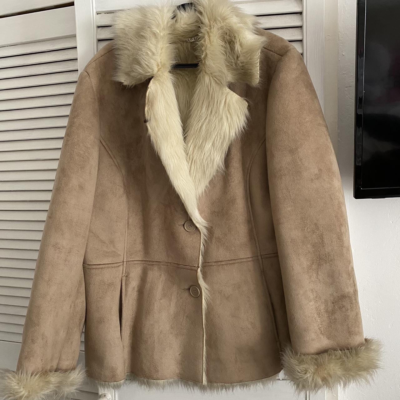 GEORGE faux fur x suede winter jacket 🧡 uk size 20... - Depop