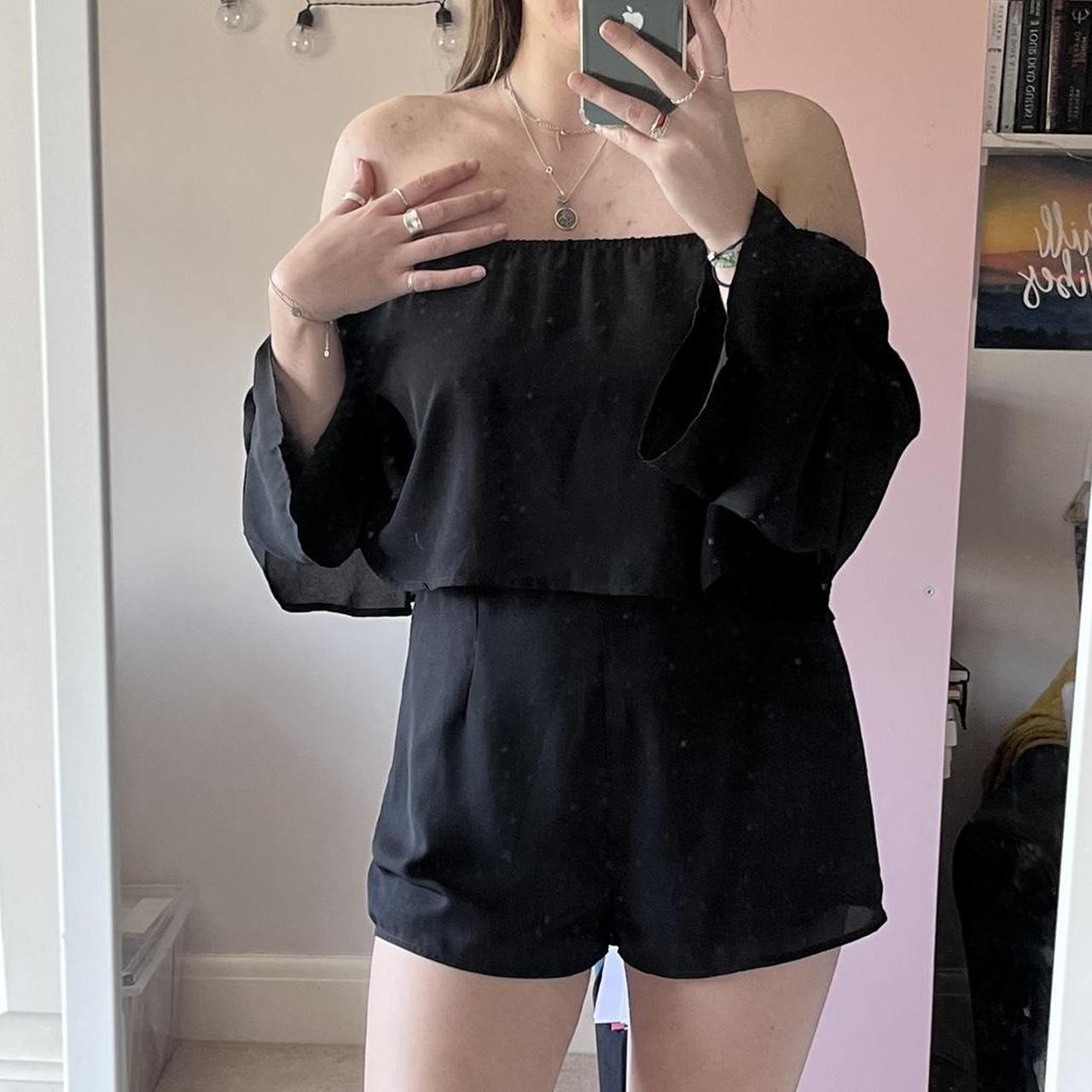 Women's Black Playsuit-romper | Depop