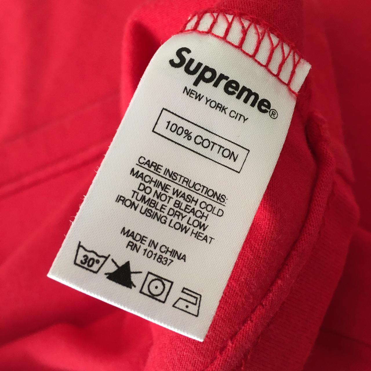 Supreme Women S Red And Navy T Shirt Depop