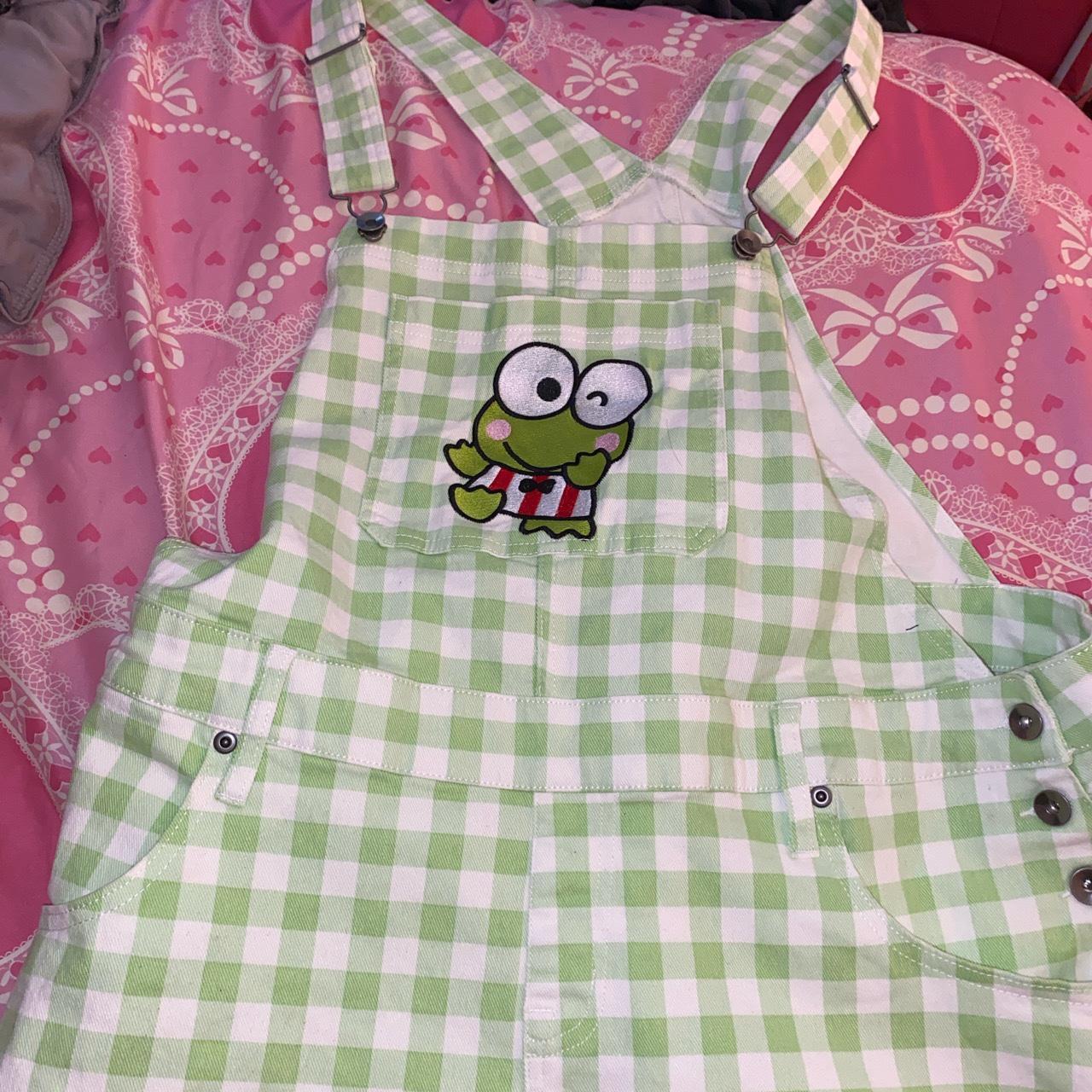 Sanrio keroppi short overalls! 3 pockets, two on... - Depop