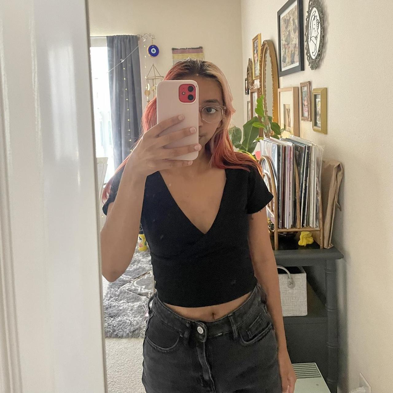 Brandy Melville Crossover Crop Top Black OS One Size